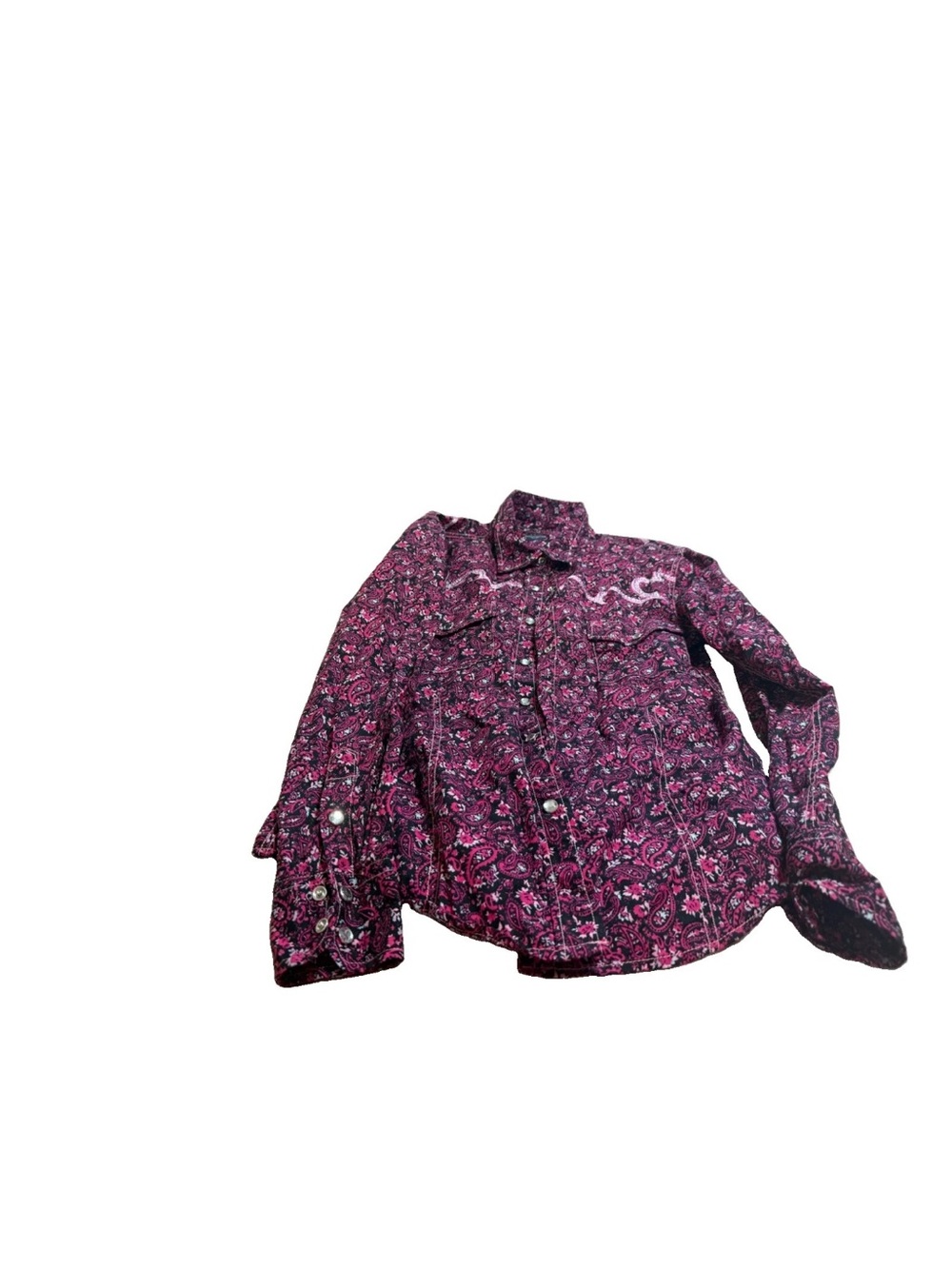 Cowgirl Hardware Womens Pink Rhinestone Pearl Button Long Sleeve Western Shirt!M